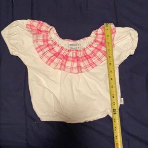 🔥 3/$15 Girl's summer pink+white short slv shirt